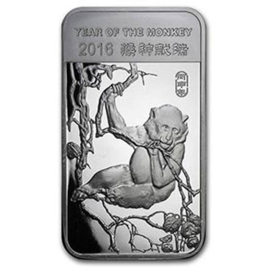 5 oz Silver Bar - (2016 Year of the Monkey)