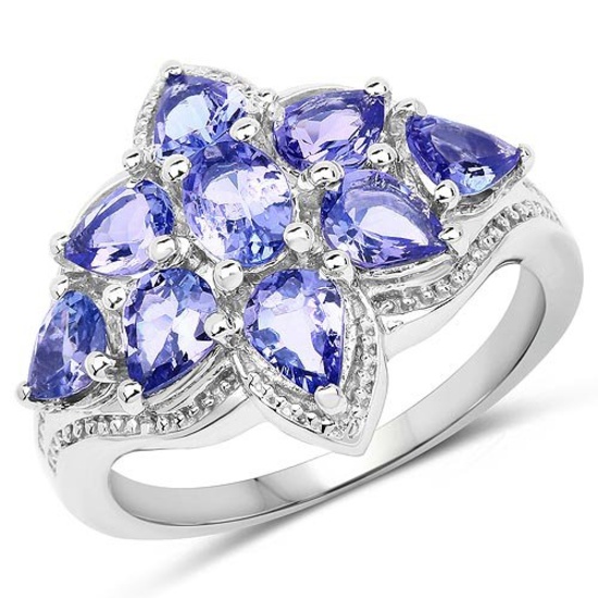 2.57 Carat Genuine Tanzanite .925 Sterling Silver Ring