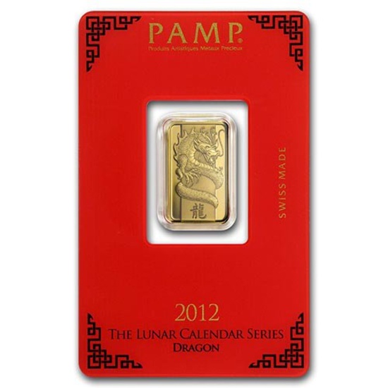 5 gram Gold Bar - PAMP Suisse Year of the Dragon (In Assay)