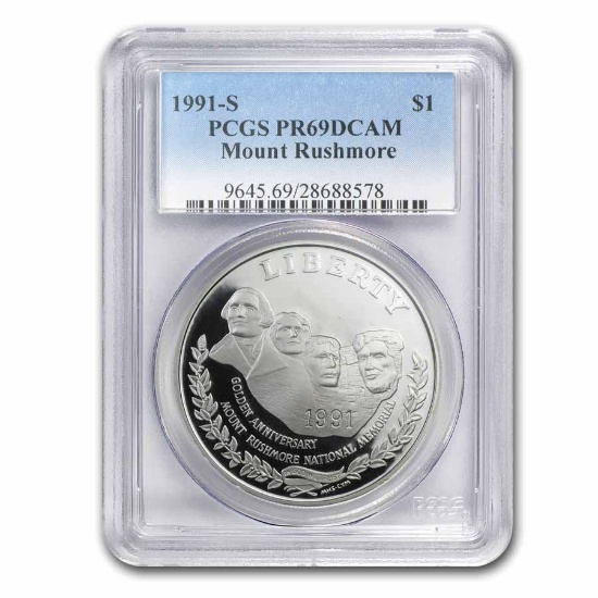 1991-S Mount Rushmore $1 Silver Commem PR-69 PCGS