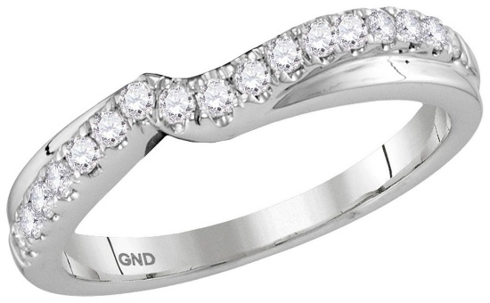 14kt White Gold Womens Round Diamond Contour Enhancer Wedding Band 1/3 Cttw