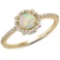 0.42 Carat Genuine Ethiopian Opal and White Diamond 14K Yellow Gold Ring