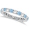 Aquamarine and Diamond Eternity Ring Band 14k White Gold (1.07ct)