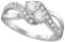 10kt White Gold Womens Round Diamond 2-stone Hearts Together Bridal Wedding Engagement Ring 5/8 Cttw