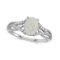 Oval Opal and Diamond Cocktail Ring 14K White Gold (0.70ct)