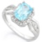 BABY SWISS BLUE TOPAZ & 1/5 CARAT (32 PCS) FLAWLESS CREATED DIAMOND 925 STERLING SILVER RING