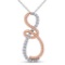 10kt White Gold Womens Round Diamond Rose-tone Rope Infinity Pendant 1/4 Cttw