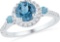 10kt White Gold Womens Round Lab-Created Blue Topaz Solitaire Diamond Ring 1/5 Cttw