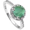 1.537 CARAT TW DYED GENUINE EMERALD & CREATED WHITE SAPPHIRE PLATINUM OVER 0.925 STERLING SILVER RIN