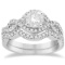 Diamond Infinity Halo Engagement Ring and Band Set 14K White Gold (1.00 ctw)