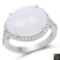 7.33 Carat Genuine White Rainbow Moonstone And White Topaz .925 Sterling Silver Ring