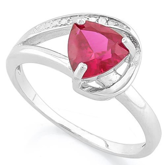 1 1/2 CARAT CREATED RUBY & DIAMOND 925 STERLING SILVER RING