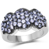 1.41 Carat Genuine Tanzanite .925 Sterling Silver Ring