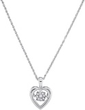 10kt White Gold Womens Round Diamond Moving Twinkle Cluster Heart Pendant 1/12 Cttw