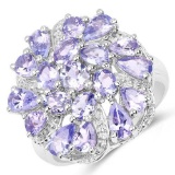 3.35 Carat Genuine Tanzanite .925 Sterling Silver Ring