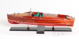 HAND MADE WOODEN Chris Craft Runabout Painted  W/COA