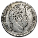 1831-1848 France Silver 5 Francs Louis Philippe I Avg Circ