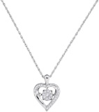 10kt White Gold Womens Moving Twinkle Round Diamond Heart Pendant 1/6 Cttw