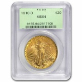 1910-D $20 Saint-Gaudens Gold Double Eagle MS-64 PCGS