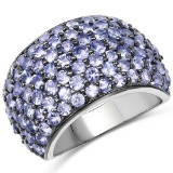 4.22 Carat Genuine Tanzanite .925 Sterling Silver Ring