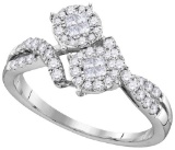 14kt White Gold Womens Princess Round Diamond Soleil Cluster Bypass Bridal Wedding Engagement Ring 1
