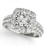 CERTIFIED PLATINUM 1.48 CT G-H/VS-SI1 DIAMOND HALO ENGAGEMENT RING