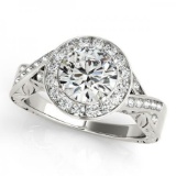 CERTIFIED PLATINUM 1.01 CT G-H/VS-SI1 DIAMOND HALO ENGAGEMENT RING