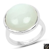 10.62 Carat Genuine White Moonstone .925 Sterling Silver Ring