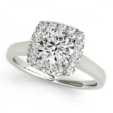 CERTIFIED PLATINUM 1.57 CT G-H/VS-SI1 DIAMOND HALO ENGAGEMENT RING