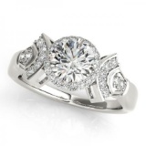 CERTIFIED PLATINUM .94 CT G-H/VS-SI1 DIAMOND HALO ENGAGEMENT RING