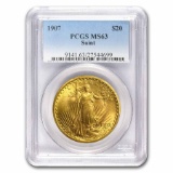 1907 $20 Saint-Gaudens Gold Double Eagle MS-63 PCGS