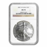 2007-W Burnished Silver American Eagle MS-70 NGC