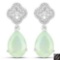 10.07 Carat Genuine Prehnite And White Topaz .925 Sterling Silver Earrings