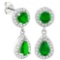 CREATED EMERALD 925 STERLING SILVER EARRINGS