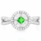 CREATED EMERALD 925 STERLING SILVER HALO RING