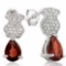 1 2/5 CARAT GARNET & DIAMOND 925 STERLING SILVER EARRINGS