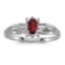 Certified 14k White Gold Oval Garnet And Diamond Ring 0.24 CTW