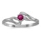 Certified 14k White Gold Round Rhodolite Garnet Ring 0.12 CTW