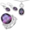 26.66 Carat Genuine Amethyst .925 Sterling Silver Ring, Pendant and Earrings Set