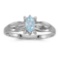 Certified 14k White Gold Oval Aquamarine And Diamond Ring 0.15 CTW