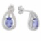 0.82 CARAT TW GENUINE TANZANITE & GENUINE DIAMOND PLATINUM OVER 0.925 STERLING SILVER EARRINGS