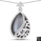 8.83 Carat Genuine Grey Moonstone And White Topaz .925 Sterling Silver Pendant