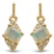 0.57 Carat Genuine Ethiopian Opal and White Diamond 14K Yellow Gold Earrings