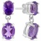 3.8 CARAT AMETHYST & AMETHYST PLATINUM OVER 0.925 STERLING SILVER EARRINGS