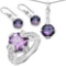 11.36 Carat Genuine Amethyst .925 Sterling Silver Ring, Pendant and Earrings Set