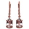 14K Rose Gold Plated 2.43 Carat Genuine Morganite & White Diamond .925 Streling Silver Earrings