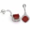 2 4/5 CARAT GENUINE RUBY & DIAMOND 925 STERLING SILVER EARRINGS