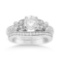 Butterfly Engagement Ring and Wedding Band Bridal Set 14k White Gold (0.92ct)