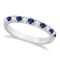 Diamond and Blue Sapphire Ring Anniversary Band 14k White Gold (0.32ct)