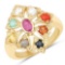 14K Yellow Gold Plated 1.26 Carat Genuine Multi Stone .925 Sterling Silver Ring